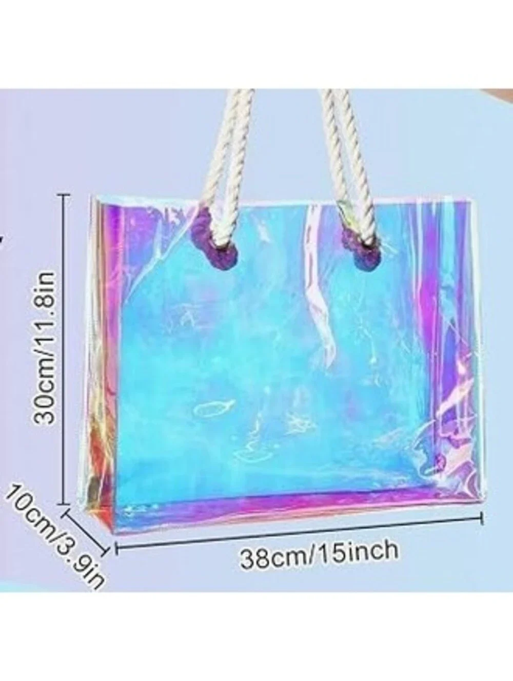 Large Holographic Clear Tote Bags Iridescent PVC Bag